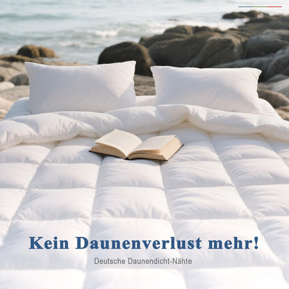 APSMILE Daunendecke 200x200 - Ganzjahres, Bio-Baumwolle, Weiss