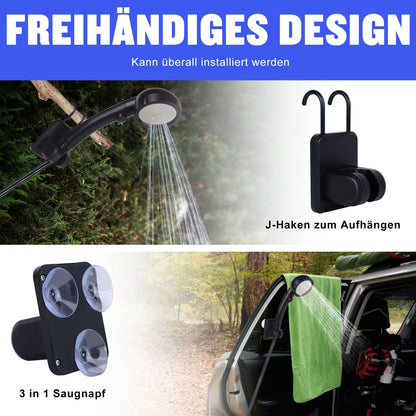 Spopal Campingdusche mit Pumpe, 6000 mAh Akku, Temperaturanzeige