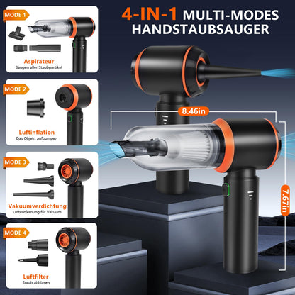 FIVAVA Akku Handstaubsauger 4-in-1, 25000 Pa, bürstenloser Motor