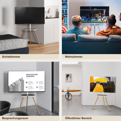 ECOTINY TV Staffelei Holz – 43-65 Zoll, Schwarze Walnuss