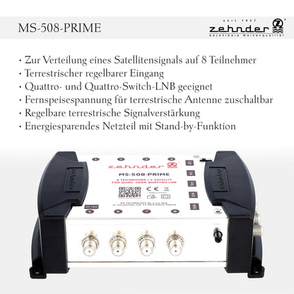 ZEHNDER 5/8 Multischalter für Quattro & Quad LNB 1x SAT / 8 Teilnehmer
