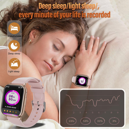 SLOKSFil Smartwatch G91 Damen mit Telefonfunktion, 1,83 Zoll, Roségold