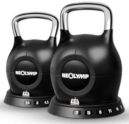 NEOLYMP Kettlebell verstellbar 2-20 kg, 7-in-1 Kugelhantel mit Edelstahl-Handgriff