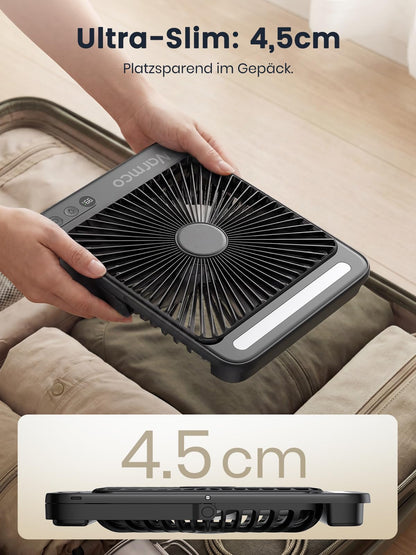 Warmco Akku-Campingventilator D4 mit LED-Lampe, 20000 mAh, leise