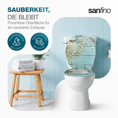 SANFINO WC-Sitz mit Absenkautomatik Caribbean Blue, Holzkern