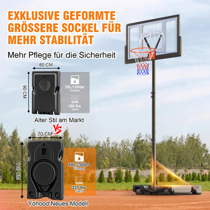 Yohood Basketballständer Outdoor – Höhenverstellbar, 111x72cm Rückwand