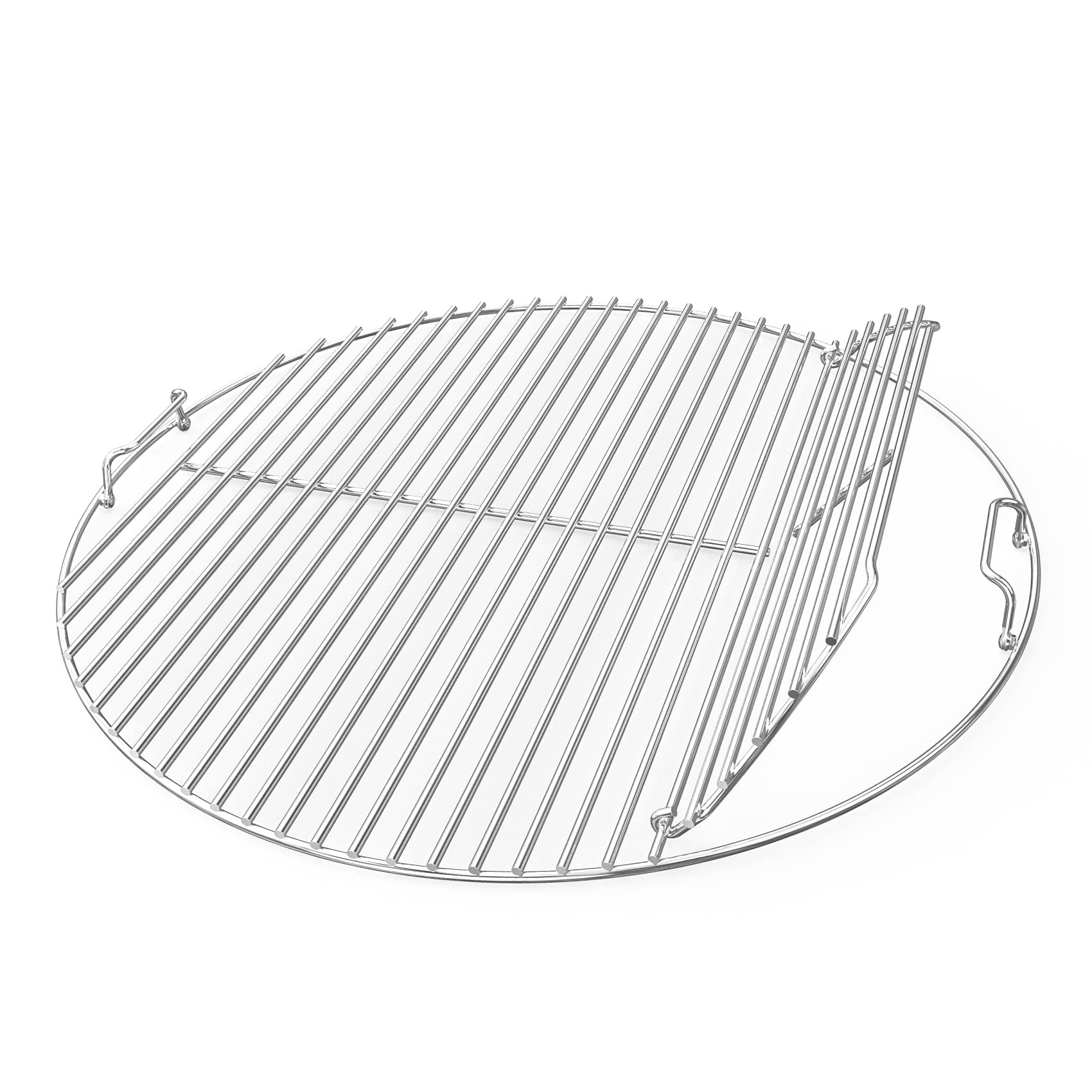 onlyfire Grillrost Edelstahl rund Ø 54,5 cm für Weber 57 cm Kugelgrill mit Griffen und einseitiger Öffnung