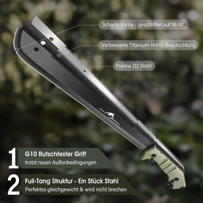 Purple Dragon MC01 Machete aus D2-Stahl, Full Tang, mit Scheide