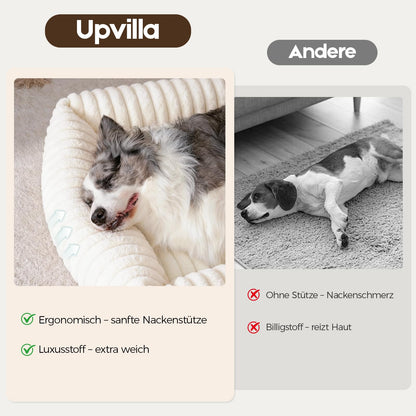 Upvilla Hundebett für grosse Hunde, waschbar, Beige, 92 × 69 cm