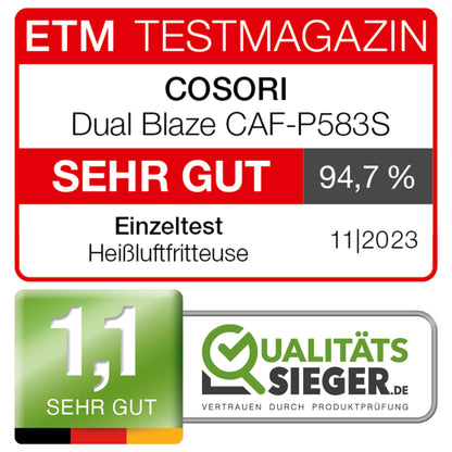 COSORI Dual Blaze Heissluftfritteuse - 6.4L WiFi Dunkelgrau