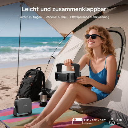 4K Smart Beamer mit Autofokus & Schwenkfunktion – Heimkino