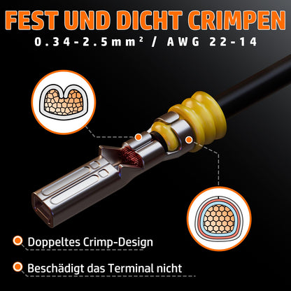 PEBA Crimpzange Set mit wasserdichten Kfz-Steckverbindern 1-6-polig