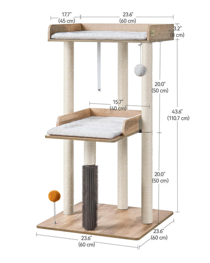 FourFurPets Katzenbaum 111 cm, Katzenturm für grosse Katzen, Greige