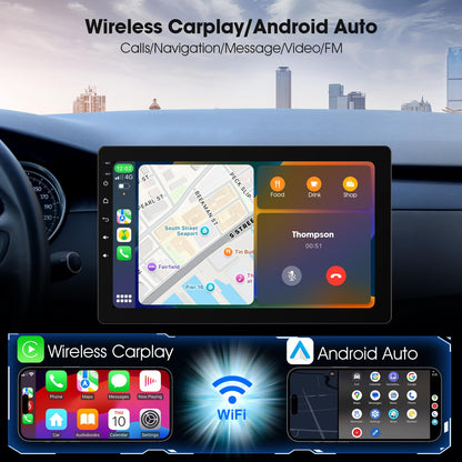 Haudio 1DIN Autoradio 10.1 Zoll drehbar - Wireless CarPlay/AA
