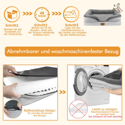 Nepfaivy Orthopädisches Hundebett für grosse Hunde 111x80x17cm