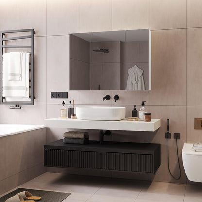 DICTAC Spiegelschrank Badezimmer 80x60cm 3 Türen – Weiss