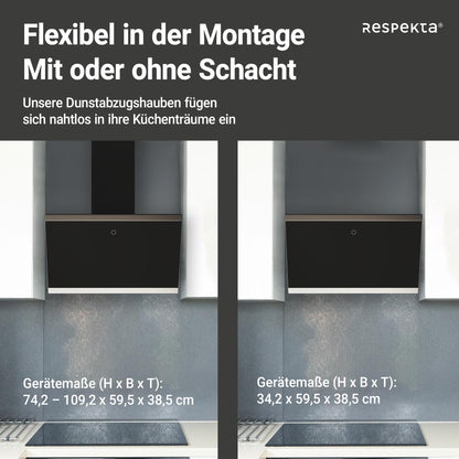 Respekta CH89060S Dunstabzugshaube schräg 60cm Schwarz