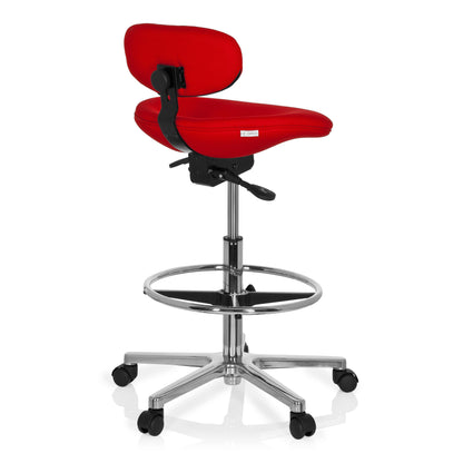 hjh OFFICE 608331 Stehhilfe Bürohocker - Hoch Rot Stoff