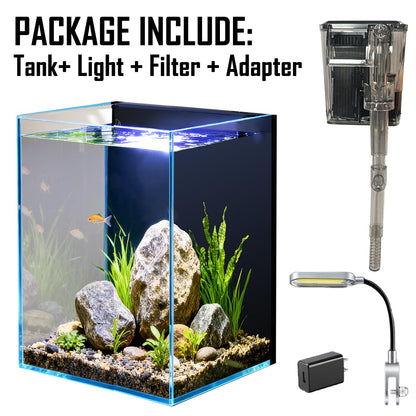Craftsboys Nano Aquarium Set CB-FT-15, Glas, 5,5 L mit Filter und LED