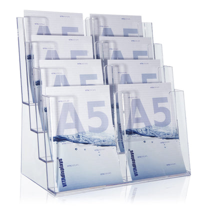 Taymar Tribüne Tischprospektständer, A4-A6, 4 Etagen, transparent