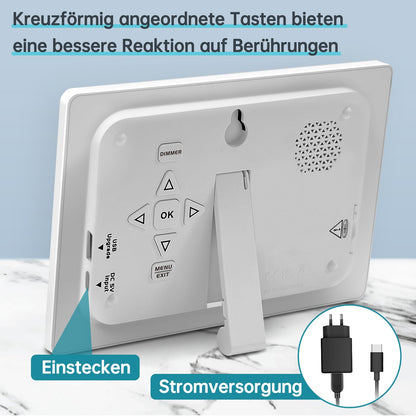 WallarGe Demenzuhr WSC701, digitale Kalenderuhr, 7 Zoll, weiss