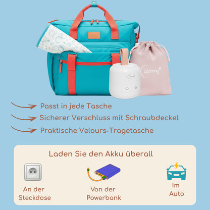 lämmy Flaschenwärmer Baby – akkubetriebener Babyflaschenwärmer
