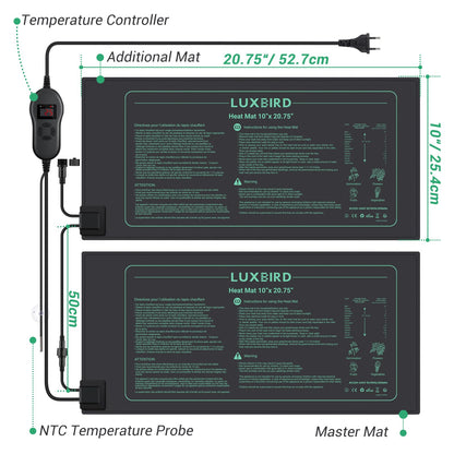 Luxbird Heizmatten Set Anzucht – 4 Matten mit Thermostat 30W