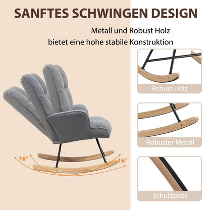 Aunekiv Schaukelstuhl Teddystoff Gepolstert – Dunkelgrau