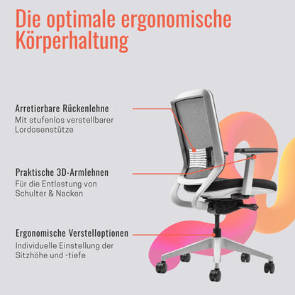Yaasa Chair Classic Ergonomischer Büro-Drehstuhl - Weiss