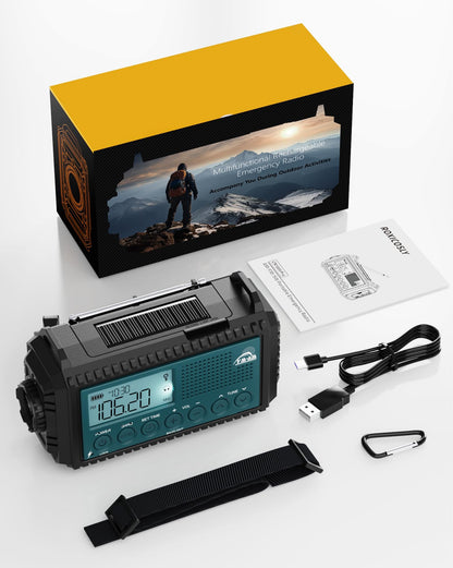 Roxicosly Kurbelradio CR1009Ultra Notfallradio mit Solar & Powerbank
