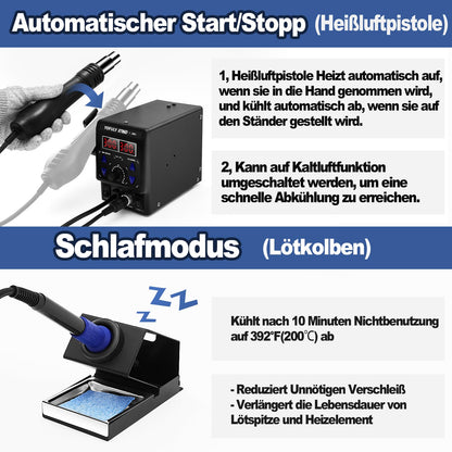 Yofuly 8786D 2-in-1 Heissluft Lötstation - 750W mit 5 Spitzen