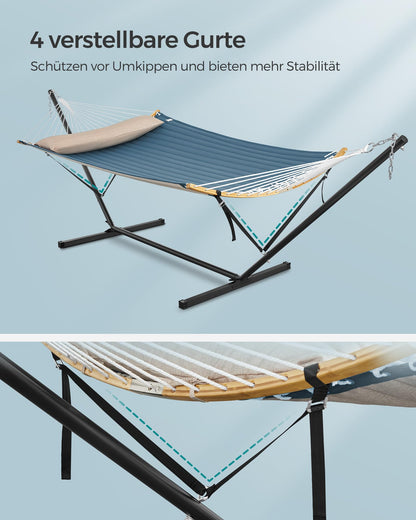 SONGMICS Hängematte mit Gestell GHS002Q01, bis 200 kg, mit Kissen