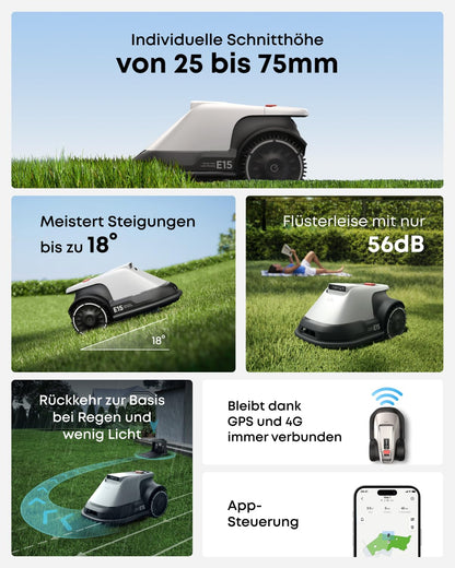 eufy E15 Mähroboter ohne Begrenzungskabel - bis 800m²