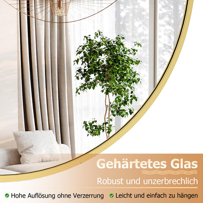 Koonmi 80cm Rund Gold Spiegel - Aluminiumrahmen