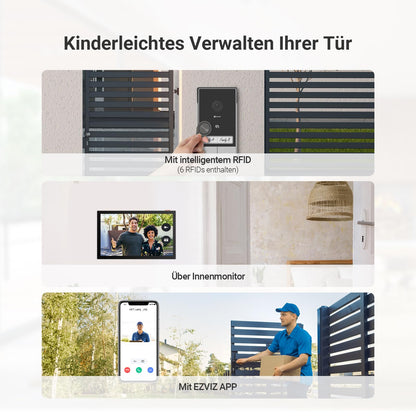 EZVIZ HP7 Video Türklingel Kit - 2K 2-Familien-Set mit Dual 7" Touch