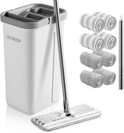 JOYMOOP Wischmopp Eimer Set Freihändig - Flacher Bodenwischer