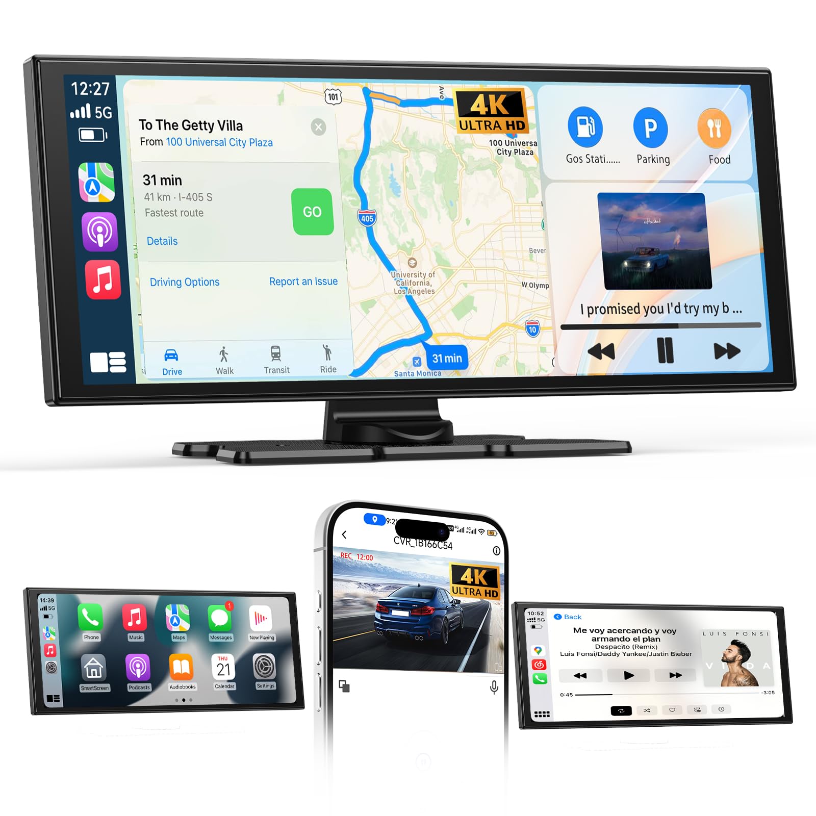 Buddy 2025 11.5" Carplay & Android Auto Navigationsdisplay. Rechteckiges, schwarzes Display zur Fahrzeug-Navigation.