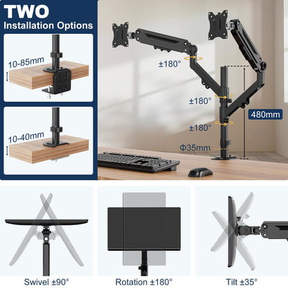 STANDOPIA Monitor Halterung 2 Monitore, 17-40 Zoll, bis 12 kg