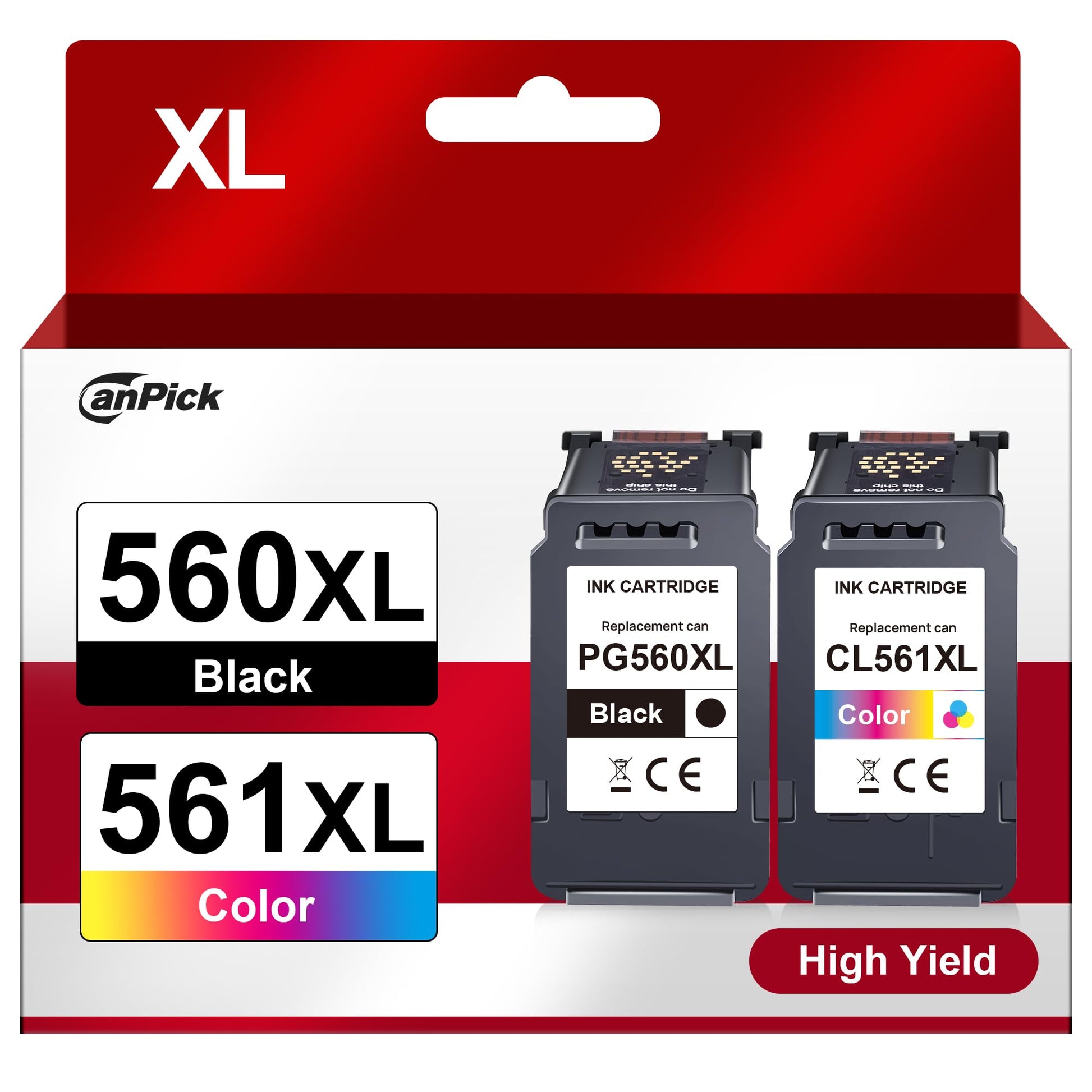 CanPick PG-560XL CL-561XL Druckerpatronen - Multipack Ersatz Canon. Schwarz- und Farbtintenpatrone. Zum Drucken für Canon Drucker.