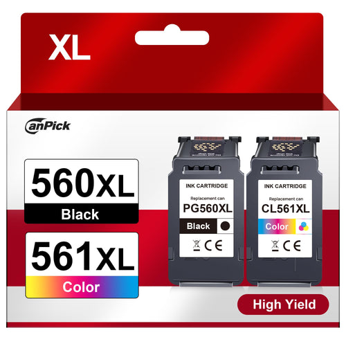 CanPick PG-560XL CL-561XL Druckerpatronen Multipack für Canon Pixma, schwarze und farbige Tintenpatrone