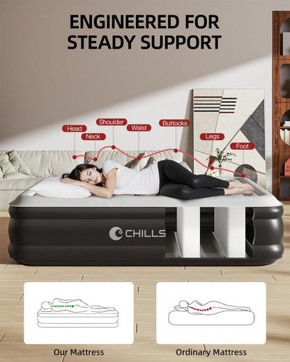 CHILLSUN Luftbett 2 Personen 203x152x46 cm – mit E-Pumpe