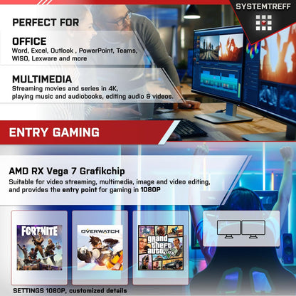 SYSTEMTREFF Gaming PC AMD Ryzen 5 PRO 5655G - 16GB, 512GB SSD