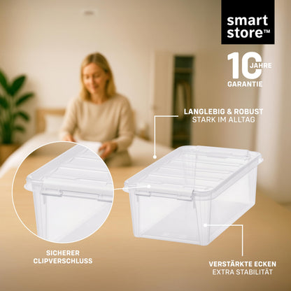 SmartStore Aufbewahrungsboxen aus Kunststoff, 4 l, 8er-Set, weiss