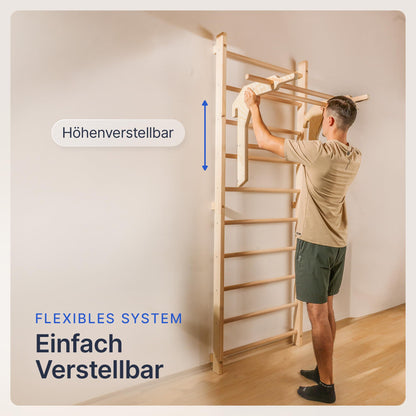 gurkler Sprossenwand mit Klimmzugstange und Dip Extension