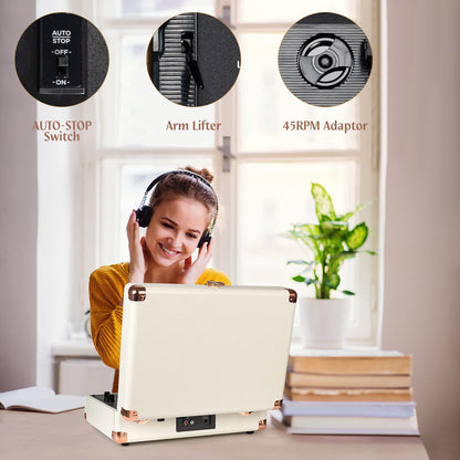 Vintage Koffer Plattenspieler Bluetooth 3-Gang - Vinyl