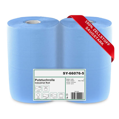 Hypafol Putztuchrolle blau 2-lagig, 2 x 500 Blatt, 37 x 36 cm