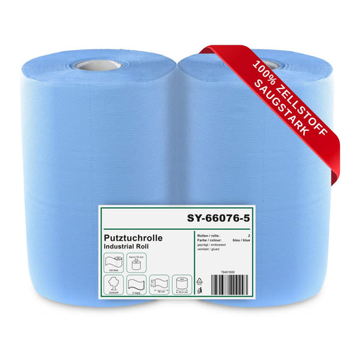 Hypafol Putztuchrolle blau 2-lagig, 2 x 500 Blatt, 37 x 36 cm