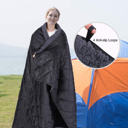 REDCAMP Campingdecke mit Sherpa-Futter, winddicht, 200 x 200 cm