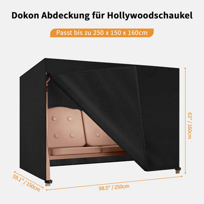 Dokon Hollywoodschaukel Abdeckung 4 Sitzer Schutzhülle - Schwarz