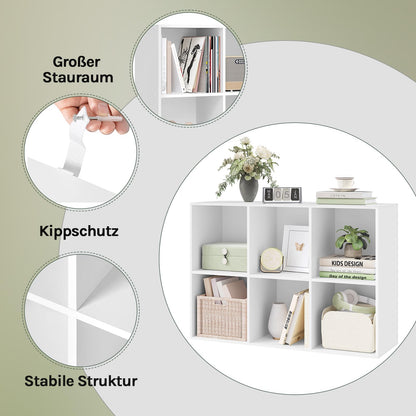 WOLTU Bücherregal mit 6 Würfeln, Standregal weiss, 60 x 89 x 30 cm